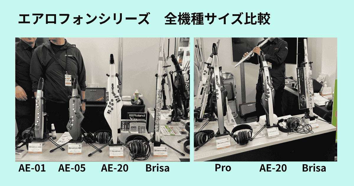 Aerophone Brisaと他のエアロフォンシリーズのサイズ比較